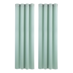 Artiss Blockout Curtains 2 Pack 132x213cm Eyelet Thermal Insulated Triple Weave 230GSM Green Panels 2