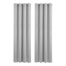 Artiss Blockout Curtains 2x 132x213cm Thermal Insulated Eyelet Panels Grey for Home Rentals Airbnb 230GSM