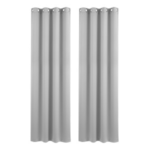Artiss Blockout Curtains 2x 132x213cm Thermal Insulated Eyelet Panels Grey for Home Rentals Airbnb 230GSM