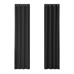 Artiss Blockout Curtains, Triple Weave Fabric, Eyelet, 140x230cm, Black, Thermal Insulation & Noise Reduction
