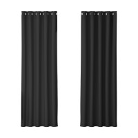 Artiss Blockout Curtains, Triple Weave Fabric, Eyelet, 180x213cm, Black, Thermal Insulation, Noise Reduction, 2 Panels