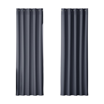 Artiss Blockout Curtains, Triple Weave Fabric, 180x213cm, Charcoal, Thermal Insulation, Noise Reduction, Eyelet Design