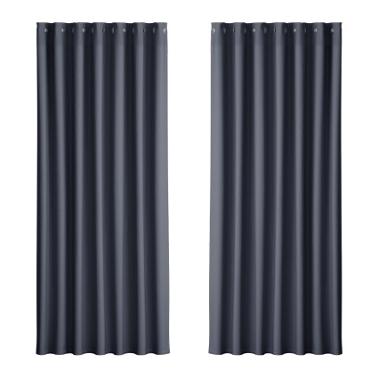 Artiss Blockout Curtains, Triple Weave Fabric, Eyelet, 240x230cm, Charcoal, Thermal Insulation & Noise Reduction