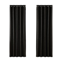 Artiss Blockout Curtains, Triple Weave Fabric, Eyelet, 180x213cm, Black, Noise Reduction & Thermal Insulation