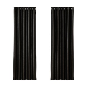 Artiss Blockout Curtains, Triple Weave Fabric, Eyelet, 180x213cm, Black, Noise Reduction & Thermal Insulation