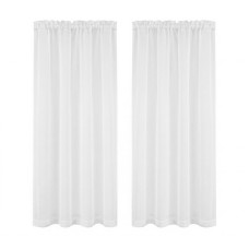 Artiss Blockout Curtains 2 Panels 132x160cm White Light Filtering 110GSM Polyester Rod Pocket Drapes
