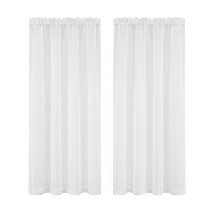 Artiss Blockout Curtains 2 Panels 132x160cm White Light Filtering 110GSM Polyester Rod Pocket Drapes