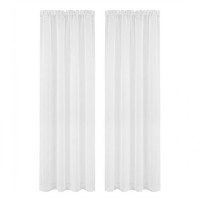 Artiss Blockout Curtains 2 Panels 132x213cm White Light Filtering 110GSM Polyester Rod Pocket Drapes