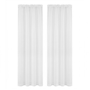 Artiss Blockout Curtains 2 Panels 132x213cm White Light Filtering 110GSM Polyester Rod Pocket Drapes