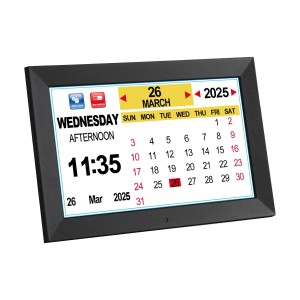 Artiss 10" Digital Day Clock Black – Large LCD, 21 Alarms, Photo Frame, Multi-Language, Desk/Wall Mount, Remote Control