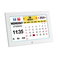 Artiss 10" Digital Day Clock with Alarms & Photo Frame, Auto-Dimming, Multi-Language, White ABS, Senior-Friendly