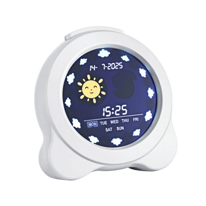 Artiss 3.8" Digital Day Clock Calendar Alarm LCD White with Dual Alarm Sleep Trainer for Kids 12/24h
