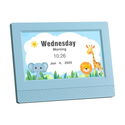 Artiss 7" Blue Digital Day Clock with LCD, Sleep Trainer, Alarms, Remote & Photo Frame for Kids - ABS Plastic