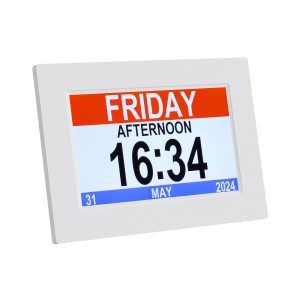 Artiss 8" Digital Day Clock - White: Multi-functional, Auto-Dimming, 21 Alarms, Global Language Support