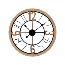 Artiss Wall Clock, Metal & MDF, 60CM, Black & Pine, Elegant Design with Bold Numerals, Easy Installation