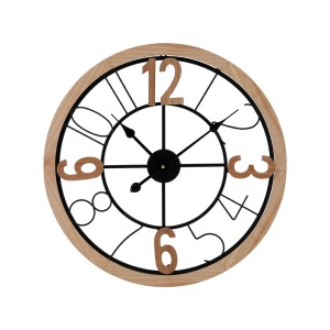 Artiss Wall Clock, Metal & MDF, 60CM, Black & Pine, Elegant Design with Bold Numerals, Easy Installation