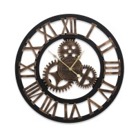 Artiss 80cm Retro Steampunk Wall Clock with Large 3D Roman Numerals, Metal Hands, and Eco-Friendly MDF Design