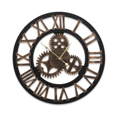Artiss 80cm Retro Steampunk Wall Clock with Large 3D Roman Numerals, Metal Hands, and Eco-Friendly MDF Design