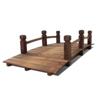 Gardeon 160cm Wooden Garden Bridge - Burnt Fir Wood, Classic Arch with Sculpted Railings, Weatherproof, 160kg Capacity