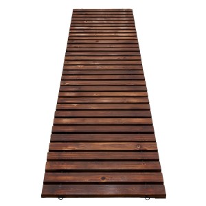 Gardeon 8FT Charcoal Brown Cedar Garden Walkway: Weather-Resistant, Anti-Slip, Roll-Up Path with Stakes for Easy Storage