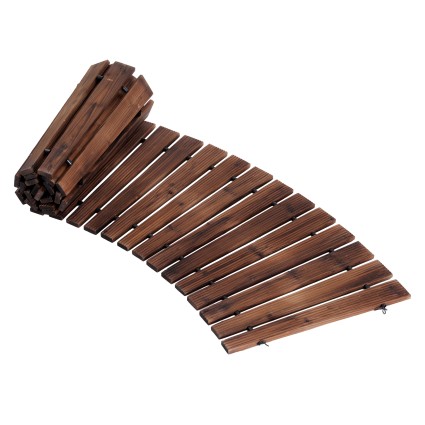 Gardeon Wooden Garden Pathway Roll Up Curved Walkway Charcoal Brown Fir Wood Planks 240cm Length