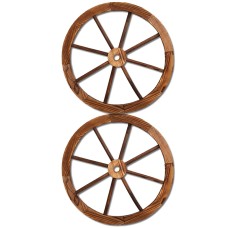 Gardeon Rustic Fir Wooden Wagon Wheel, 60cm Diameter, Weatherproof Outdoor/Indoor Decor, Set of 2, 1-Year Warranty Gardeon Rustic Fir Wooden Wagon Wheel, 60cm Diameter, Weatherproof Outdoor/Indoor Decor, Set of 2, 1-Year Warranty
