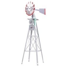 Gardeon 8FT 245cm Metal Garden Windmill Ornament, Weather Station, Rust-Proof Outdoor Decor with 12 Blades