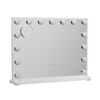 Embellir Makeup Mirror, Metal MDF, 58x45cm, White, Hollywood Vanity with LED Light, Touch Control, 10x Magnification