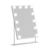 Embellir Bluetooth Makeup Mirror, Metal, 30x40cm, White, Hollywood Vanity with LED Light & Speaker, 360° Swivel