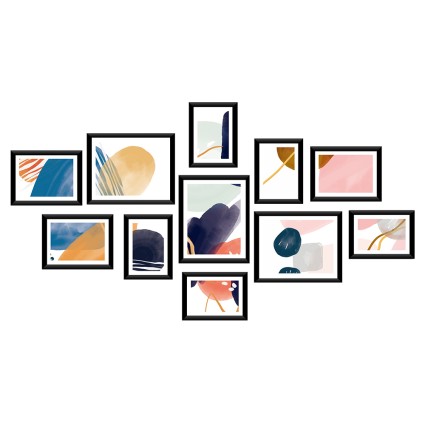 Artiss 11PCS Black Photo Frame Set | Durable Polymer Frames for 5x7, 6x8, 8x10 | Moisture-Resistant, Polysty