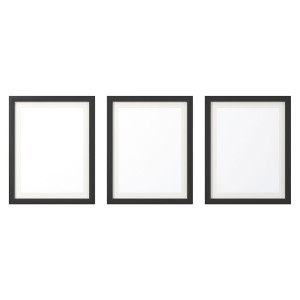 Artiss 3PC Photo Frame Set, MDF, 10"x14" Prints, Black, 38.7x30.7cm, Polystyrene Glass, Wall Hanging.