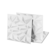 Artiss 3D Diamond PVC Wall Panels Set of 15 50x50cm White Lightweight Decorative Panels 3.75m² Feature Wall