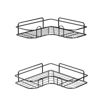 Cefito Bathroom Corner Shelf Rack, Carbon Steel, Black, 36x26x6cm, Rustproof, Easy Install, 2-Pack, 1-Year Warranty