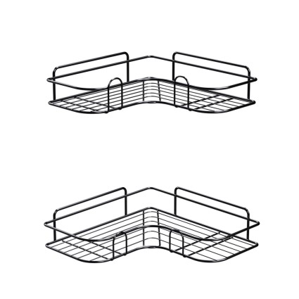 Cefito Bathroom Corner Shelf Rack, Carbon Steel, Black, 36x26x6cm, Rustproof, Easy Install, 2-Pack, 1-Year Warranty
