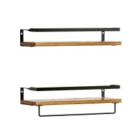 Artiss Melis Floating Wall Shelf Set of 2, Pine Wood & Black, 40cm, Stylish DIY Storage with 15kg Capacity