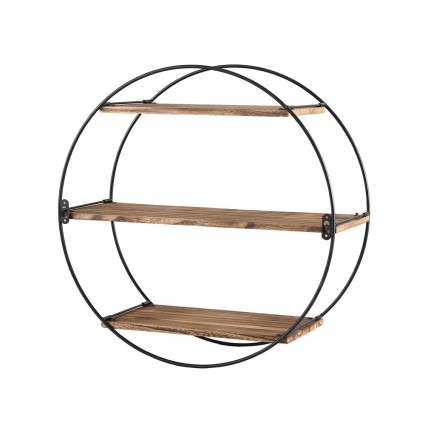 Artiss Floating Wall Shelf, Solid Paulownia Wood, 3-Tier, Rust Oak & Black, 50cm, Space-Saving Home Storage