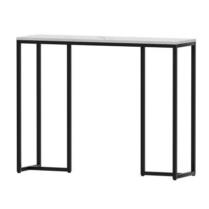 Artiss Console Table, Marble Effect, 100cm x 30cm x 78cm, White, Industrial Style, Durable & Space-Saving Design