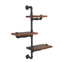 Artiss Floating DIY Pipe Shelf IVAN - 3 Tier Rustic Industrial Design | Adjustable Timber & Metal with Mounting Kit
