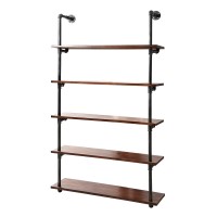Artiss Floating DIY Pipe Shelf, 5 Tiers, Pine Wood & Metal, Industrial Style, 91x25x163cm, 10kg Capacity Per Shelf