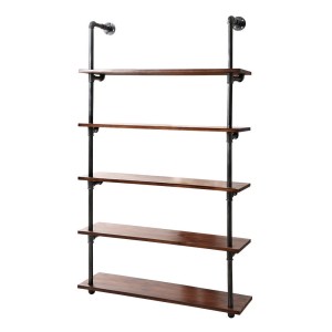 Artiss Floating DIY Pipe Shelf, 5 Tiers, Pine Wood & Metal, Industrial Style, 91x25x163cm, 10kg Capacity Per Shelf