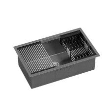 Cefito 70x45CM Black Stainless Steel Kitchen Sink | Single Bowl, Food Grade 304, Noise Reduction, X-Flume Design Cefito 70x45CM Black Stainless Steel Kitchen Sink | Single Bowl, Food Grade 304, Noise Reduction, X-Flume Design