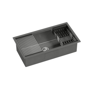 Cefito 81x45CM Stainless Steel Kitchen Sink, Single Bowl, with Drain Rack & Basket, Scratch-Resistant, R10 Corners