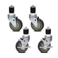 Cefito 4" Stainless Steel Swivel Castor Wheels Set of 4 - 200kg Capacity, Rubber, Side Lock Brake, Easy Install