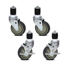 Cefito 4" Stainless Steel Swivel Castor Wheels Set of 4 - 200kg Capacity, Rubber, Side Lock Brake, Easy Install Cefito 4" Stainless Steel Swivel Castor Wheels Set of 4 - 200kg Capacity, Rubber, Side Lock Brake, Easy Install