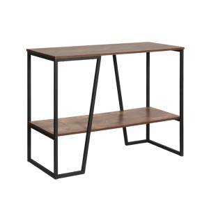 Artiss Cora 2-Tier Console Table - 106CM Walnut & Black, Sturdy Particle Board, Anti-Rust Steel, 30KG Capacity
