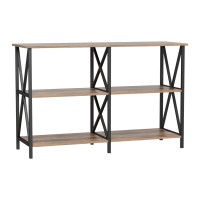 Artiss Xiah 120CM Walnut Console Table - 3-Tier Storage, Industrial Design, Particle Board & Steel, Easy Assembly
