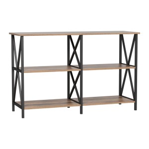 Artiss Xiah 120CM Walnut Console Table - 3-Tier Storage, Industrial Design, Particle Board & Steel, Easy Assembly