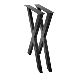 Artiss Metal Table Legs Set of 2, X-Shaped, 71x60cm, Black Iron, Industrial Style, Heavy Duty, DIY Furniture Upgrade
