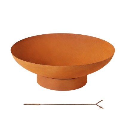 Grillz 80cm Iron Fire Pit Bowl Outdoor Patio Fireplace, Deep Dish, Natural Rust Finish, Portable, Multi-Fuel, Durable