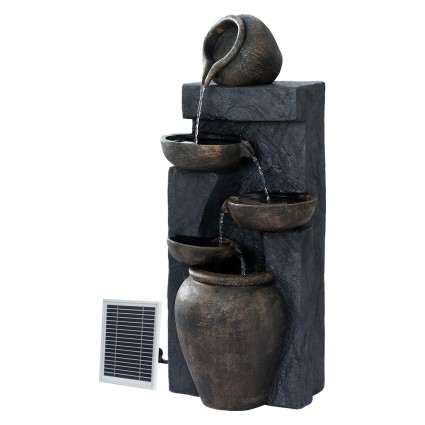 Gardeon Solar Water Feature Cascading Fountain, 5 Tier Polyresin Bird Bath, 99CM, Indoor/Outdoor, Energy-Efficient